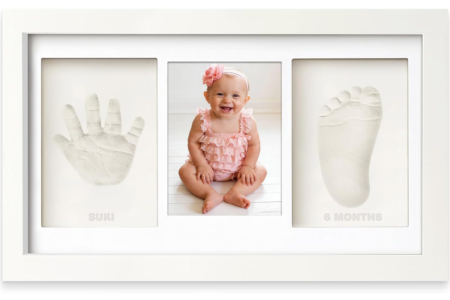 Yiukou Baby-Handabdruck und Fußabdruck Makers Kit Andenken Foto Gerahmte Bilder für Neugeborene Personalisiert Meilenstein Geschenk Erinnerungs-Bilderrahmen Eiche