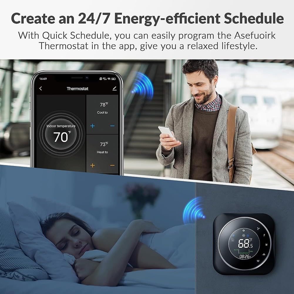 Thermostat intelligent WiFi programmable pour la maison numérique à économie d'énergie C-Wire DIY
