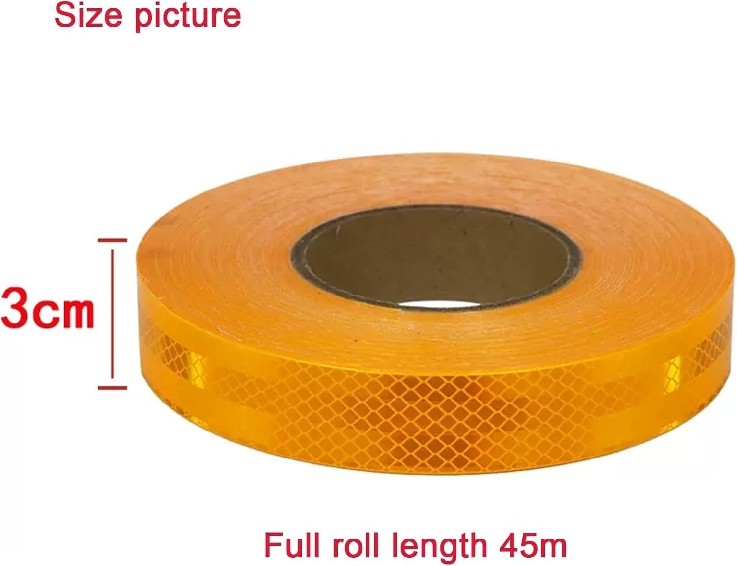 Taśma odblaskowa, Diamentowa taśma ostrzegawcza 45 metrów x 3 cm, taśma, rower motocykl dekoracja samochodu naklejki odblaskowe(Yellow)
