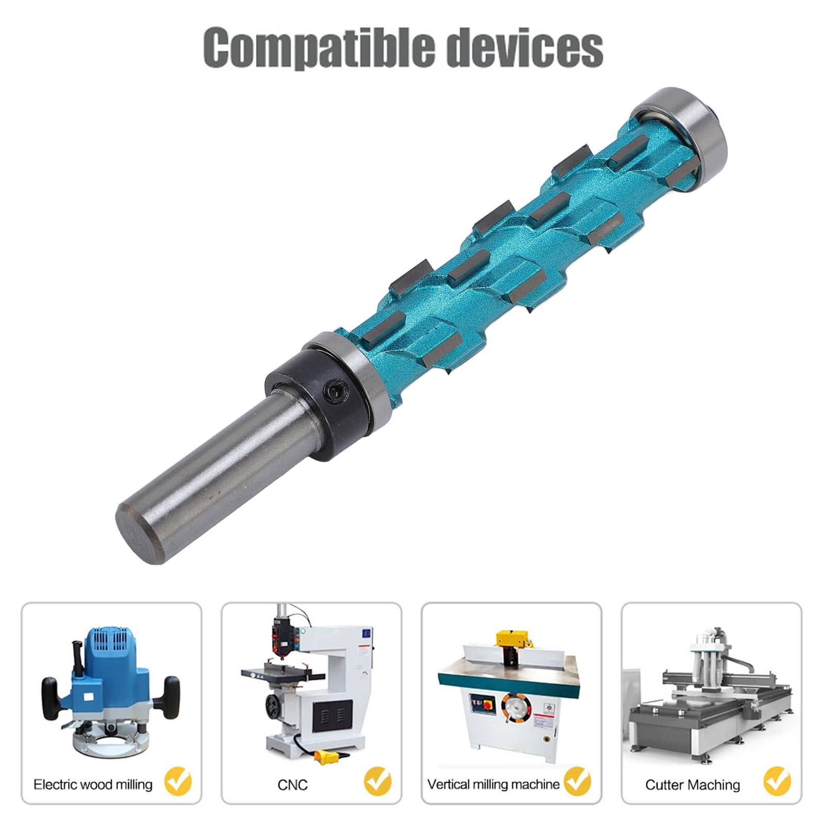 Punta per Fresa a Spirale con Finitura a Filo, qualità Industriale, Doppio Cuscinetto, Gambo da 12 Mm, Lunghezza di Taglio di 75 Mm, Lavorazione Accurata del Legno