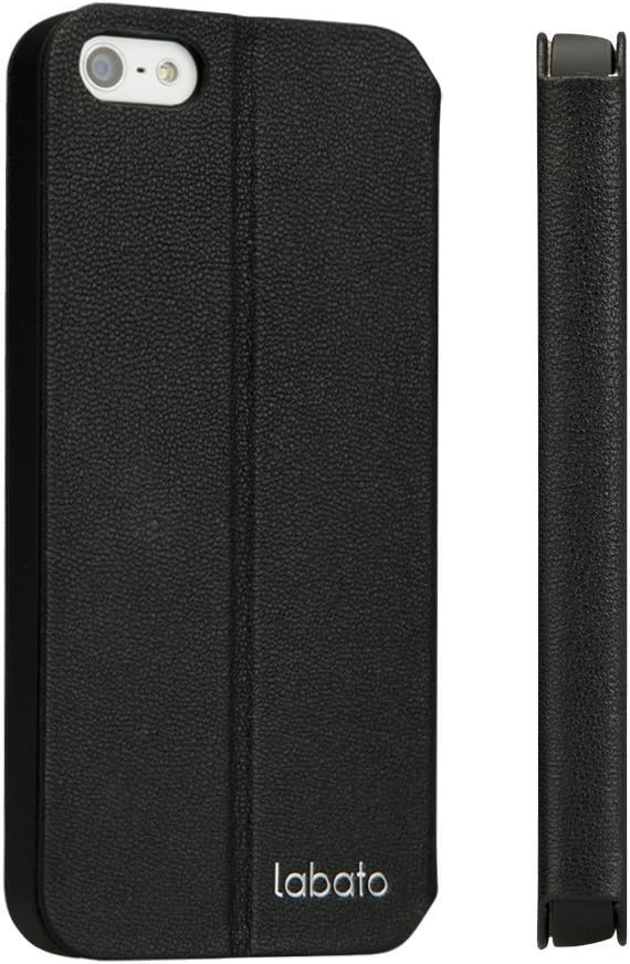 Apple iPhone 5 5S SE Case Cover - Labato Leather Stand Case Cover for Apple iPhone 5 5S Case Cover[Not Compatible to Apple iPhone 6 Air 4s 4 3gs] - Newest Magnetic Design Genuine Leather Cases/Covers for Apple iPhone 5&5s Fold Stand & Windown Open Case+100% Handmade folio case flip cover case for Apple iPhone 5S Black Color Lbt-I5S-11L10