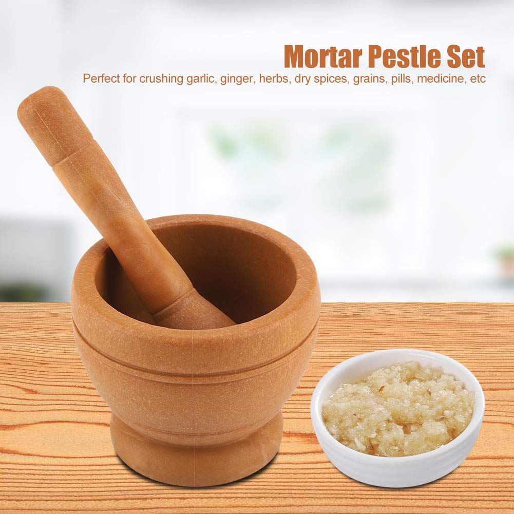 WPKD BLUEIY Pestle and Mortar Set,Garlic Press,Garlic Crusher,Bowl and Grinder,Manual Spice Crusher Garlic Grinding Bowl for Home Kitchen Kitchen Tool(Mortar 11 * 9cm,Pestle Length 17.5cm) - Image 4