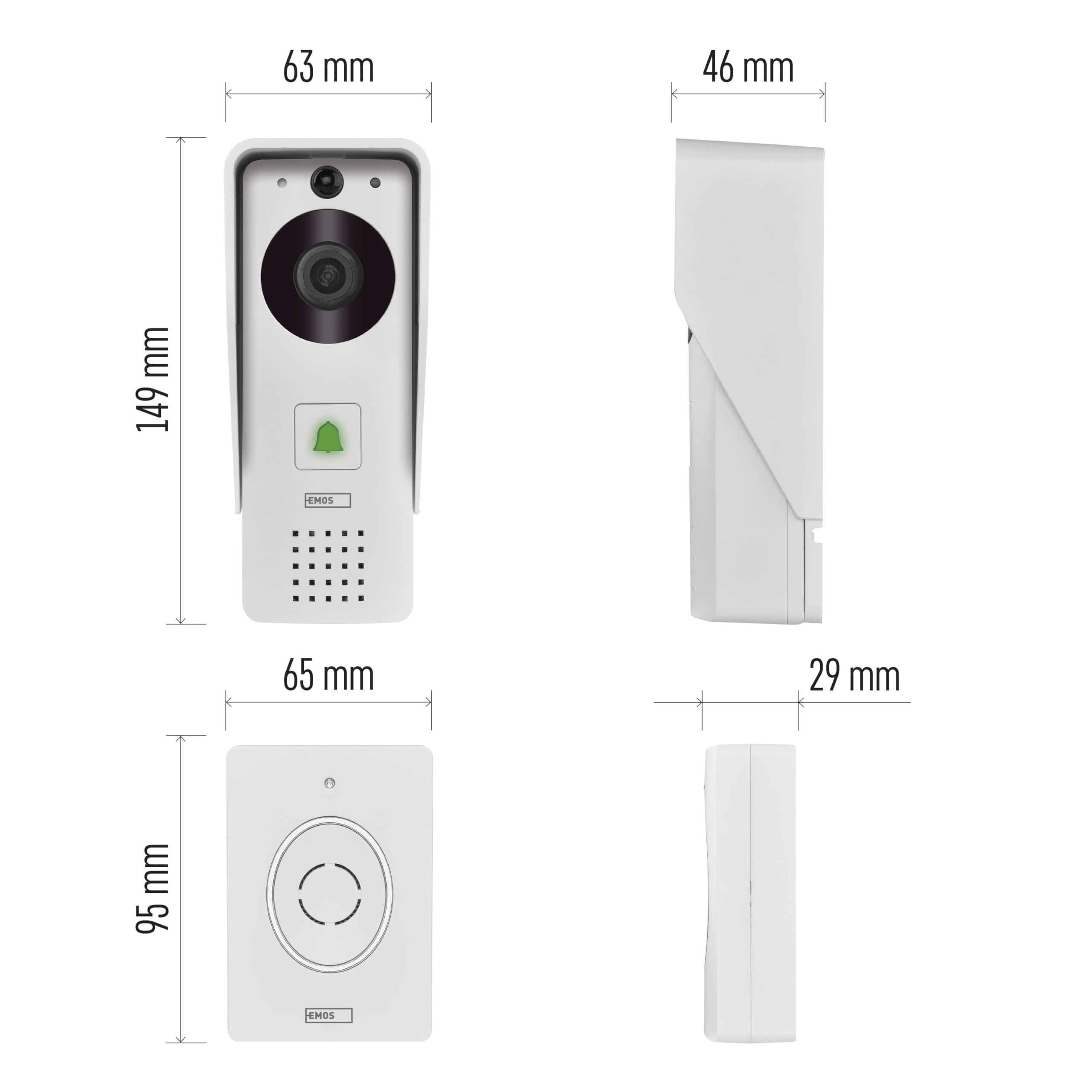 EMOS GoSmart - Timbre de Puerta con vídeo para el hogar Inteligente con aplicación, WiFi, cámara Impermeable Full HD 1080p, Panel Solar/batería, Timbre, Control de Cerradura de Puerta, protección