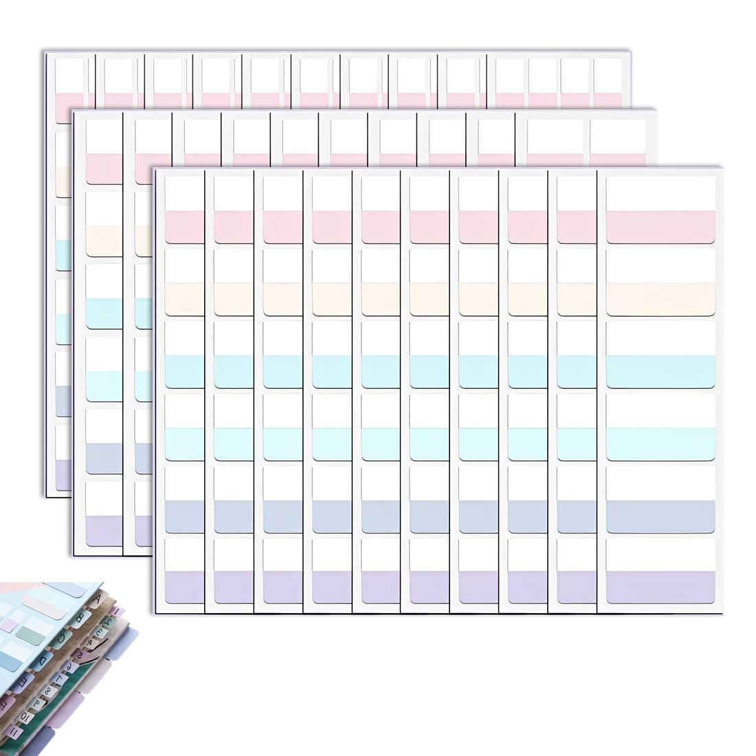 MKEAWUU Marcapaginas Adhesivos 420Pcs 3 Tamaños, Índices Autoadhesivos Para Escuela Y Oficina, 6 Colores