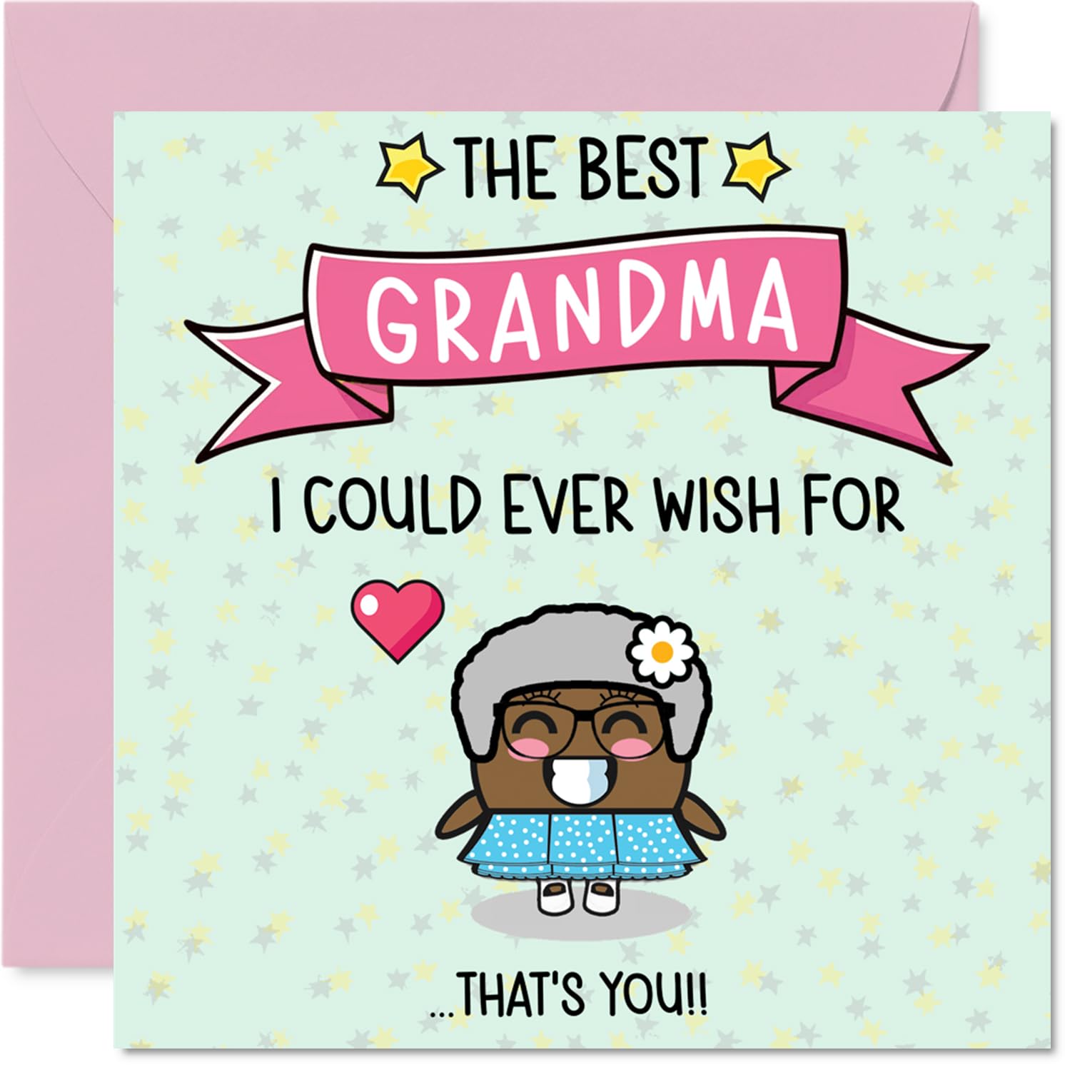 Grandma Birthday Card - The Best I Could Ever Wish For - Happy Birthday Card for Grandma from Grandson Granddaughter, 145mm Cute Bday Greeting Cards