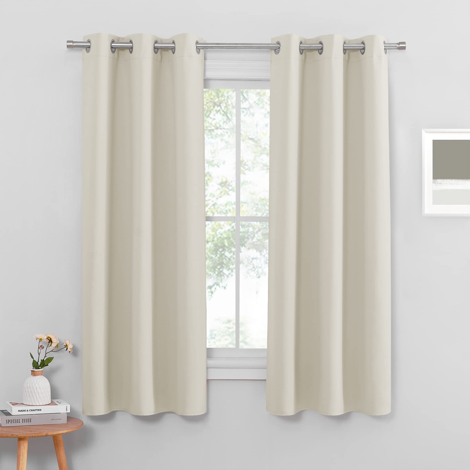 PONY DANCE Short Blackout Curtains, Light Beige, 2 Panels, 37 x 63 Inch — image 1