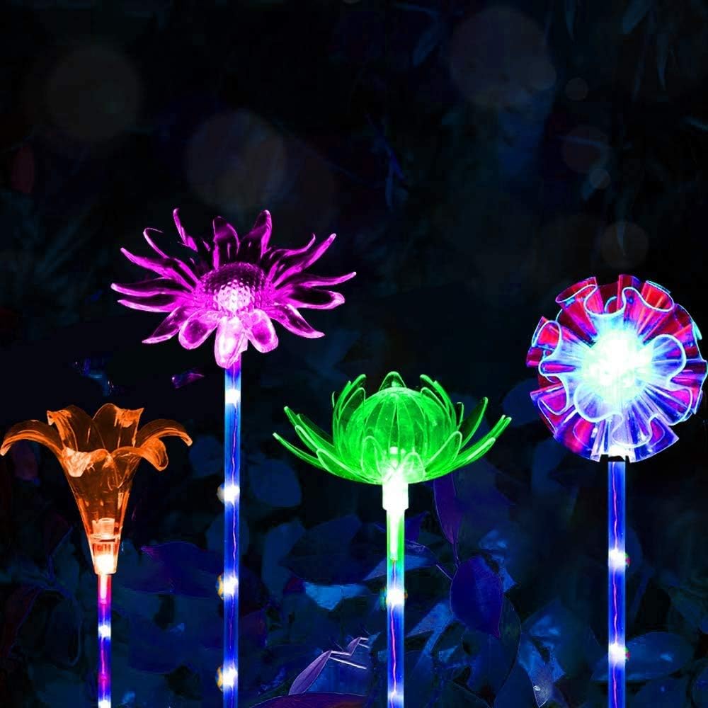 CGN Garden Solar Lights Outdoor Solar Acrylic Bubble RGB Color Changing Solar Powered for Garden Patio Backyard Pathway Decoration (4PCS)
