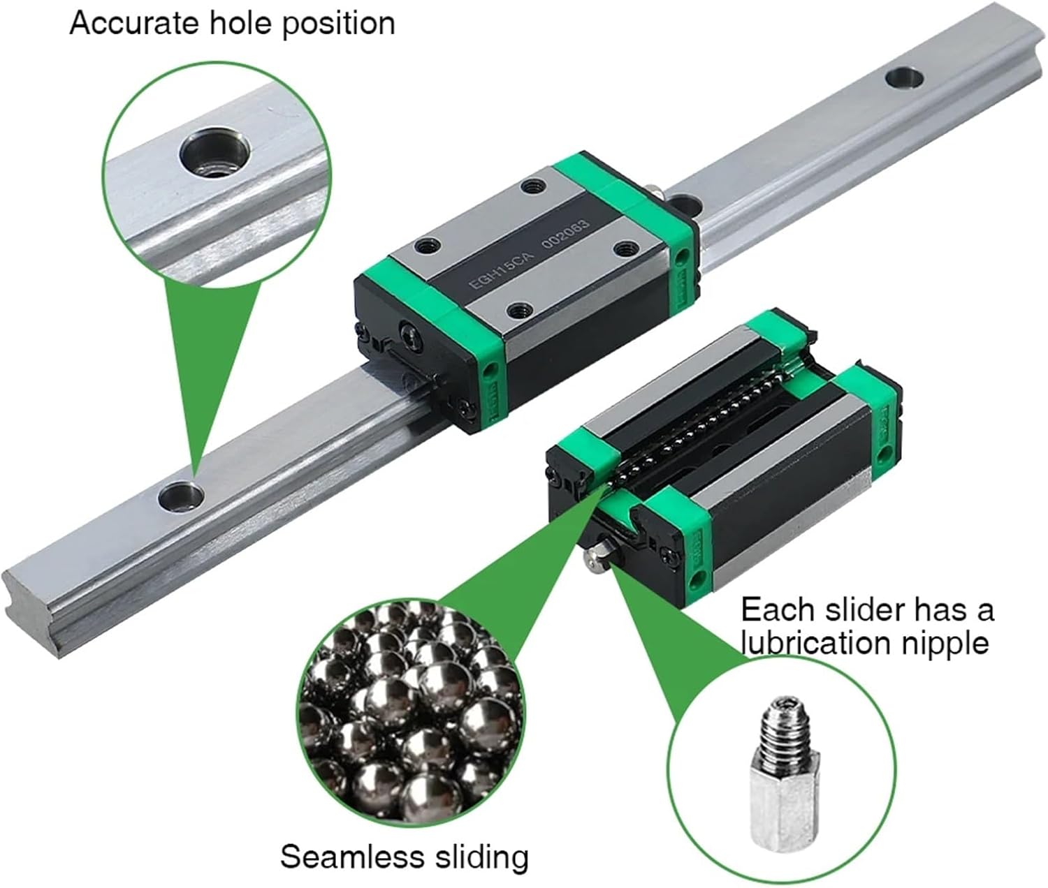 2Pcs 15mm EGR15 200mm 1000mm Low Profile Linear Guide Rail + 4Pcs EGH15CA EGH15SA Slider Carrriages Block(4PC EGH15SA 2Rails,700mm)