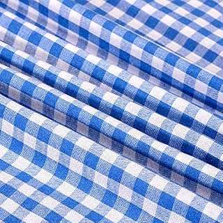 Fvomye 1m Checkered Gingham Poly Poplin Fabric 59 Wide Plaid Fabric for Sewing DIY Home Outdoor Decoration (Blue and White)