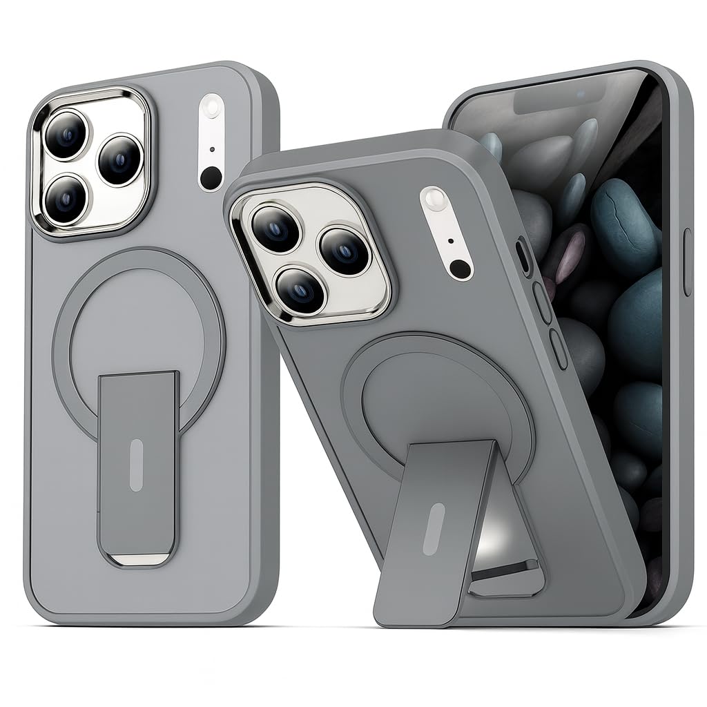 Custodia magnetica per iPhone 17 Pro Max - Forte chiusura magnetica N52, protezione di grado militare, custodia opaca sottile traslucida con cavalletto integrato, compatibile con ricarica