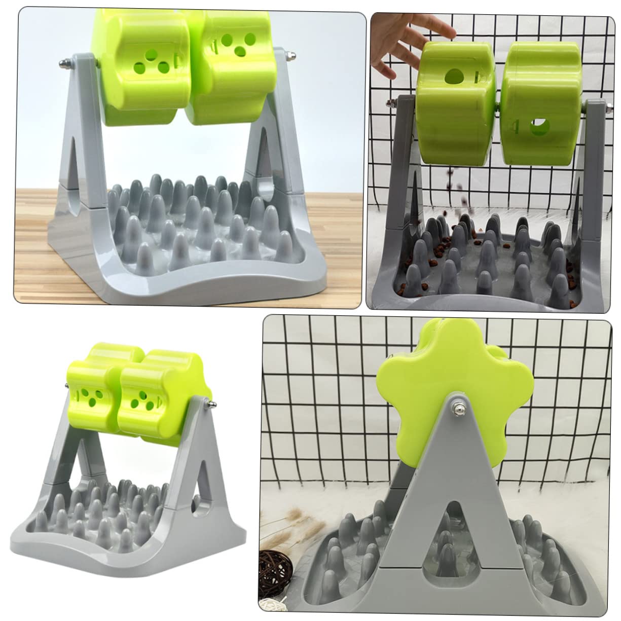 Toddmomy 1pièce Bol De Nourriture Automatique pour Chien Distributeur De Croquettes Jouet Entraînement Interactif pour Animaux Gris Vert