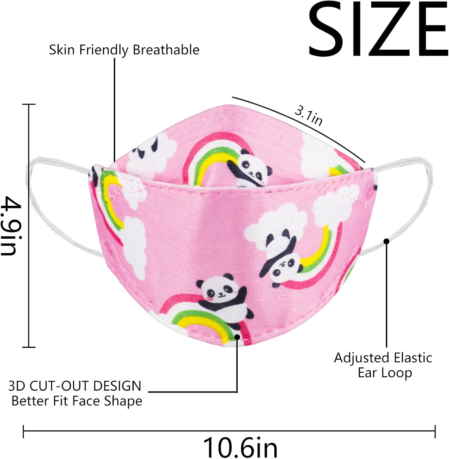 Kids Masks Girls Nose Wire Youth Fashion Breathable Face Mask Childrens Children Cloth Korean 3D Dust Facemask Facemasks Cute Fashionable Mouth Rainbow Pink Printed Girl Kid Size School Pack 3 Ply 4 : Sports & Outdoors