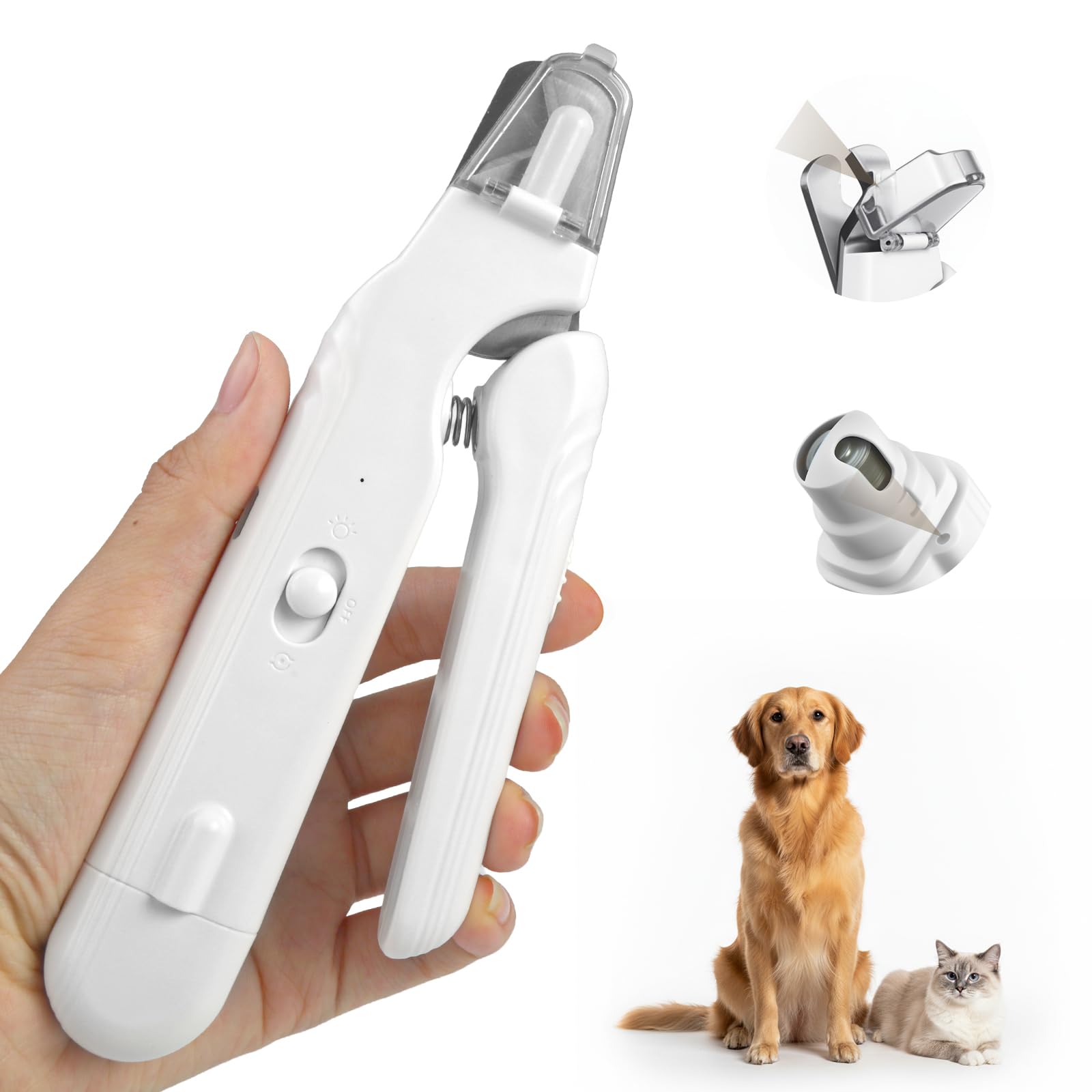 2-in-1 Dog Nail Clipper and Grinder with LED Light, USB Rechargeable Quiet Electric Pet Nail Trimmer for Dogs Cats with Safety Guard
