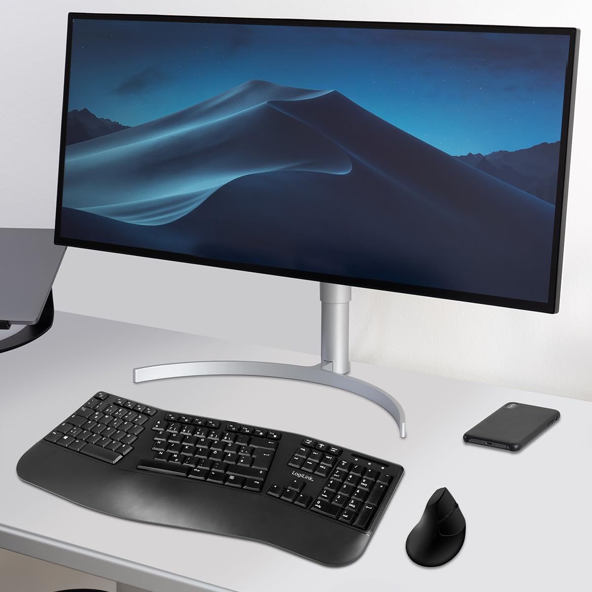 Logilink Juego de ratón ergonómico con Teclado Dividido (con 13 Teclas Multimedia)