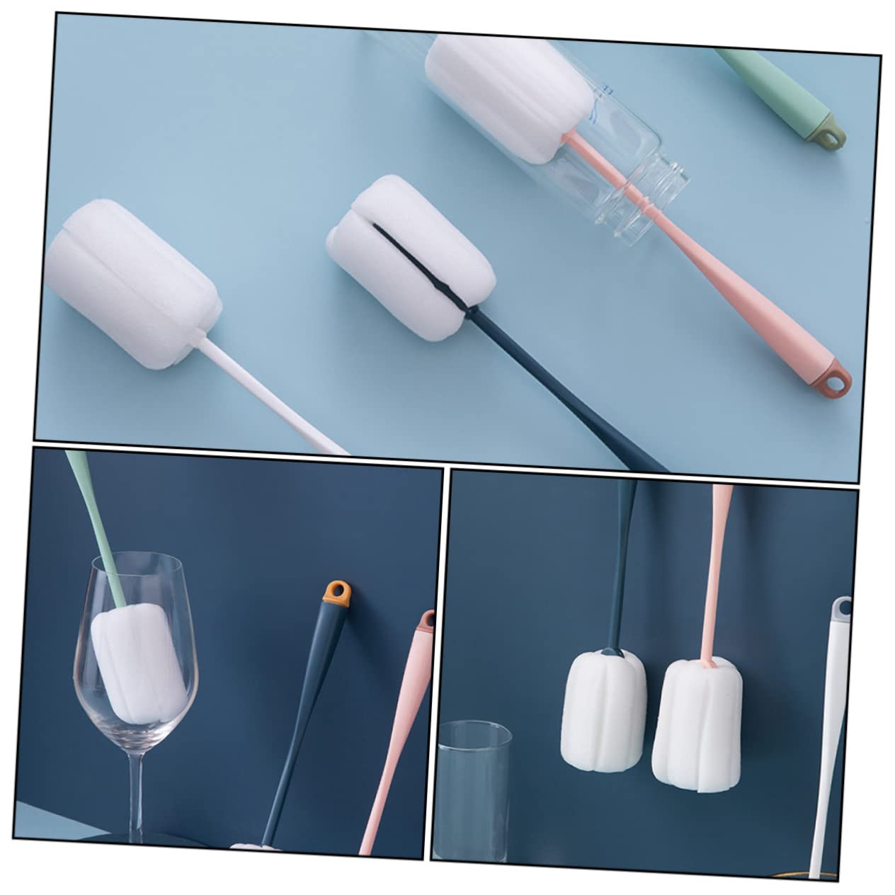 VICASKY 8piezas Cepillos De Limpieza para Biberones y Vasos Cepillo De Esponja y Absorbente para Limpieza Efectiva Daños