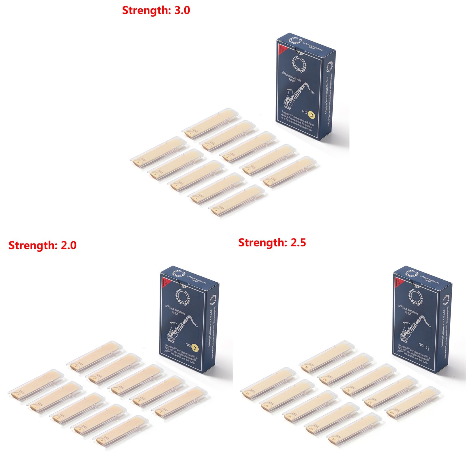 テナーサックス用リード 3 1/2 まとめて三箱 Amazon.co.jp: 10 個テナーサックスリード強度 2.0/2.5/3.0 トーン