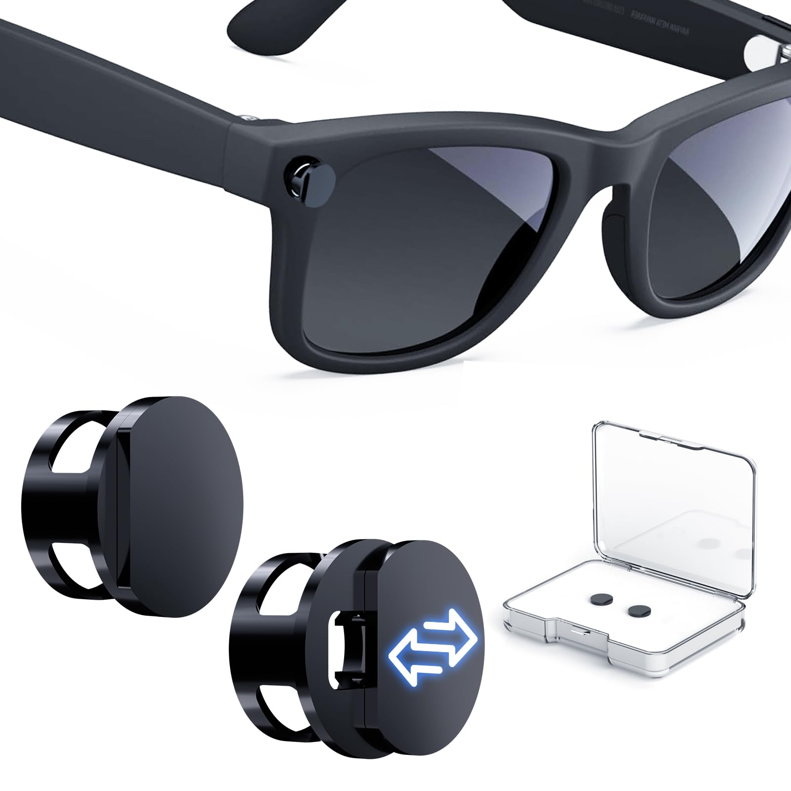 Photo 1 of 2 Pack LED Light Blocking for Meta Smart Glasses - Adjustable Flash Light Blocker Cover Compatible with Wayfarer/Skyler/Headliner/Oakley Meta HSTN?Privacy Protection Glasses Accessories