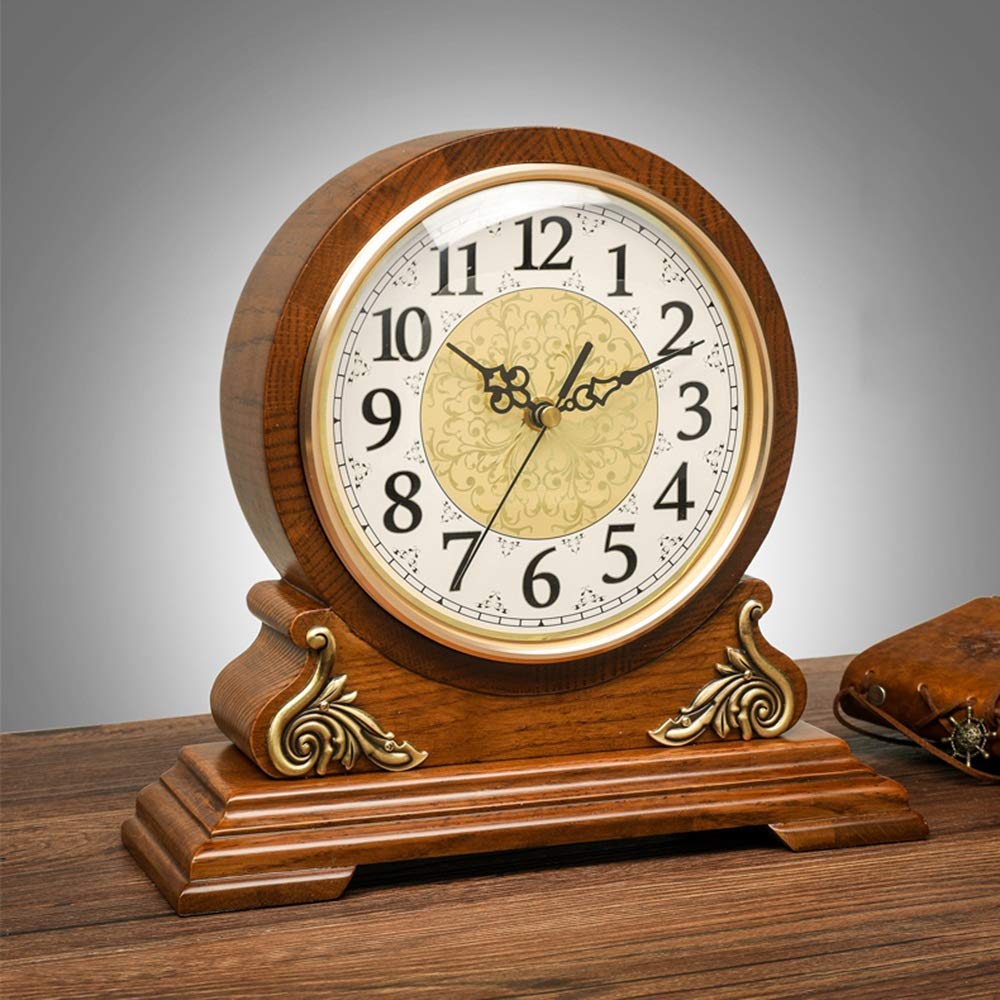 Reloj de repisa, Relojes de sobremesa de Roble, Reloj con Soporte de Madera, Reloj de sobremesa Decorativo, Reloj de Mesa con Pilas, Vidrio HD fácil de Leer