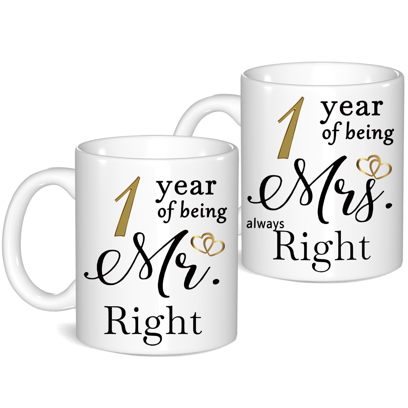 1 Year Anniversary Coffee Mugs Set of 2