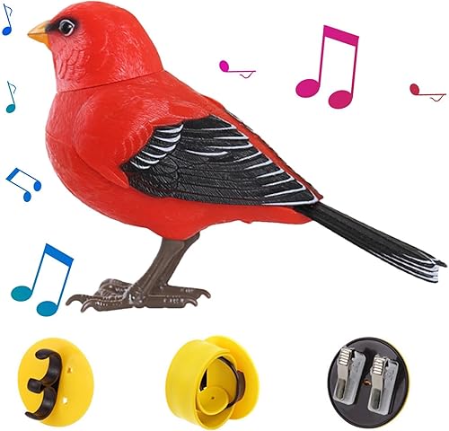 Miniatura 9 de Juguete eléctrico de pájaro que canta y canto y canta, lindo juguete interactivo y decoración, movimiento y sonido activado, funciona con pilas,