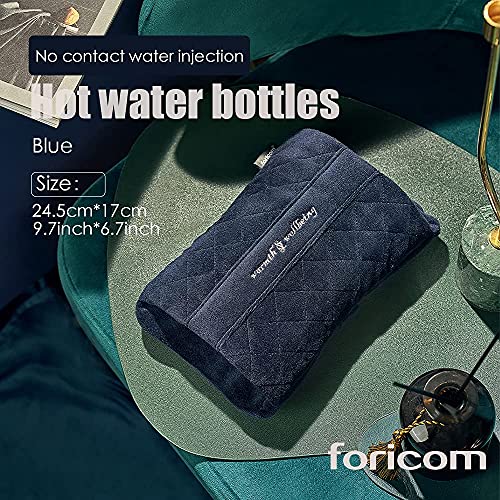 Hot Water Bottle With Cover, Bpa Free Pvc Hot Water Bag For Neck, Shoulder Pain And Hand Feet Warmer, Menstrual Cramps, Hot Compress And Cold Therapy (Navy Blue) #TOP4