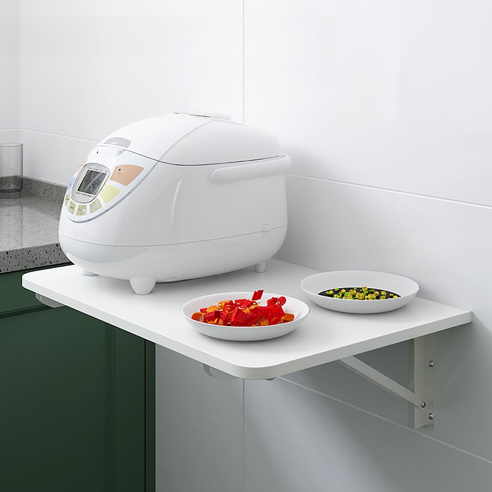 SXZenSpace Fold Down Wall Mounted Table for Kitchen Dining Laundry Bathroom Floating Desk (L50*W30cm)