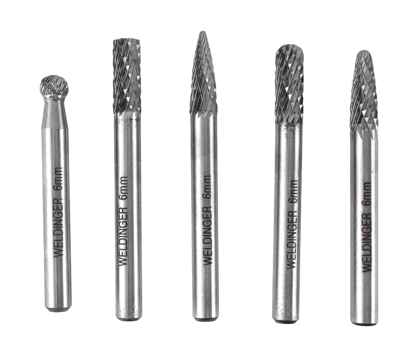 WELDINGER HM Frässtifte SET 6mm B C D F G für Metall und Geradschleifer
