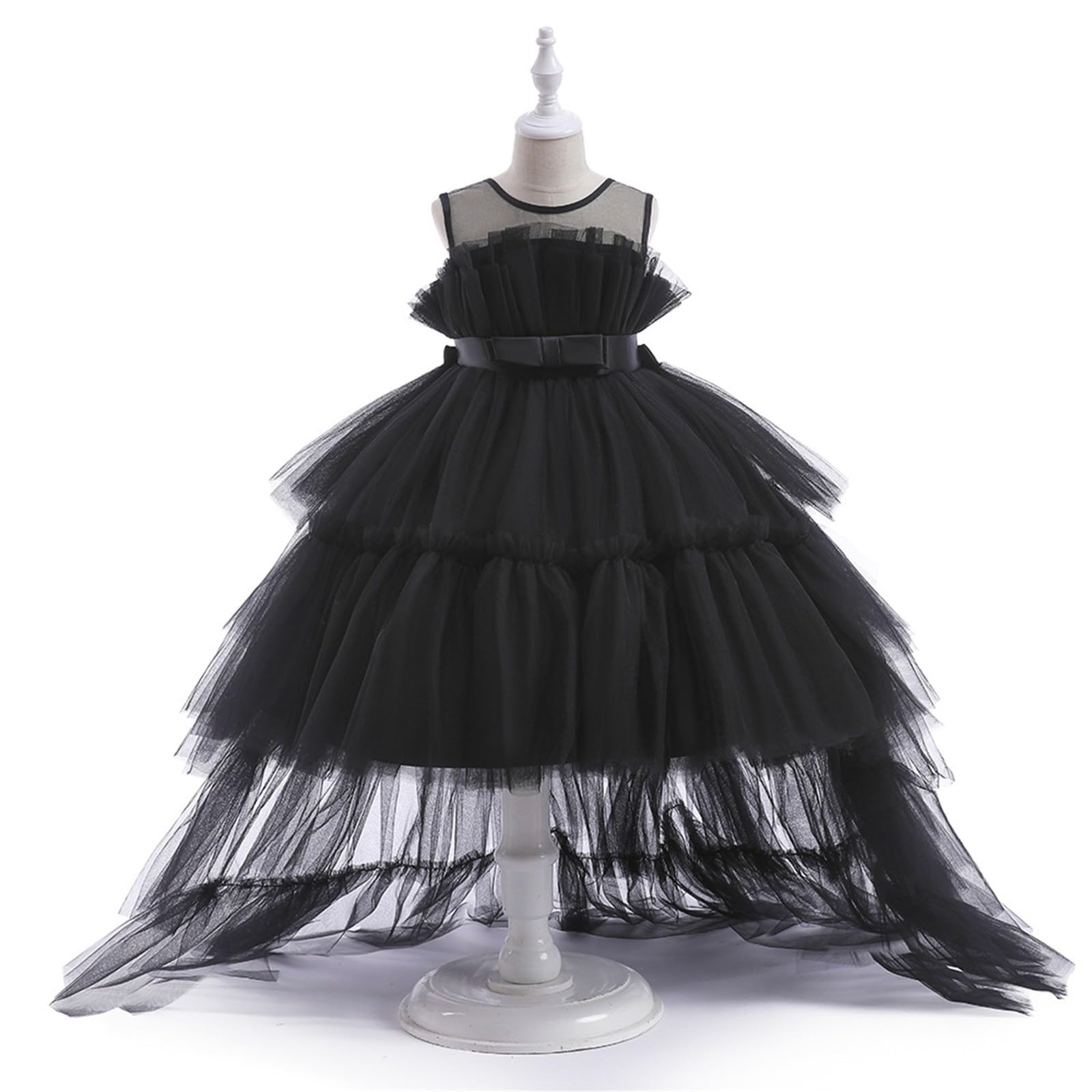 Robe de Fête pour Fille - Taille Haute - sans Manches A-Line en Tulle - Robe de Soirée Formelle