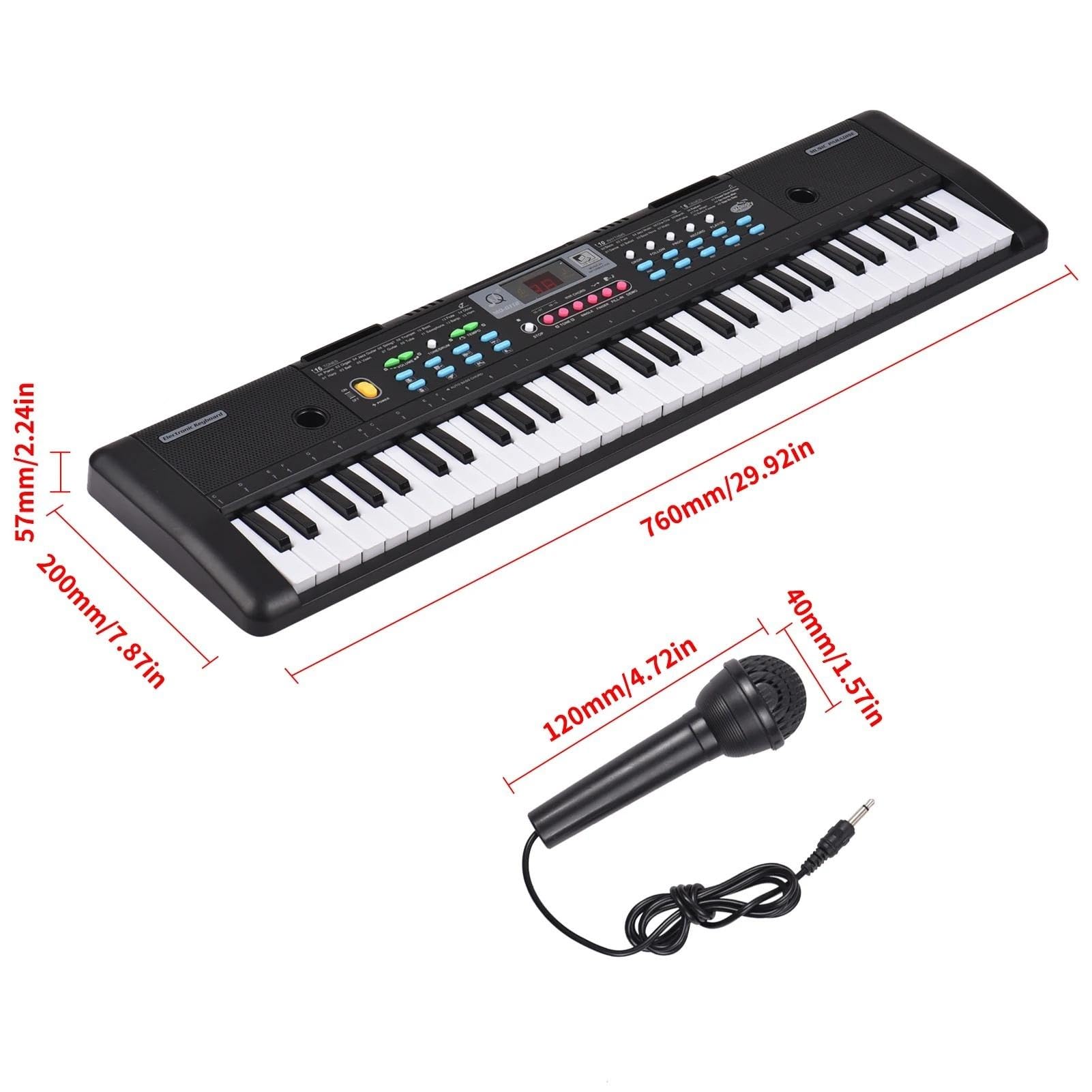 61-klawiszowe Pianino Elektryczne Z Mikrofonem Cyfrowy Wyświetlacz LED Wbudowane Podwójne Głośniki Stereo Instrument Klawiszowy Przenośne Keyboardy Pianino