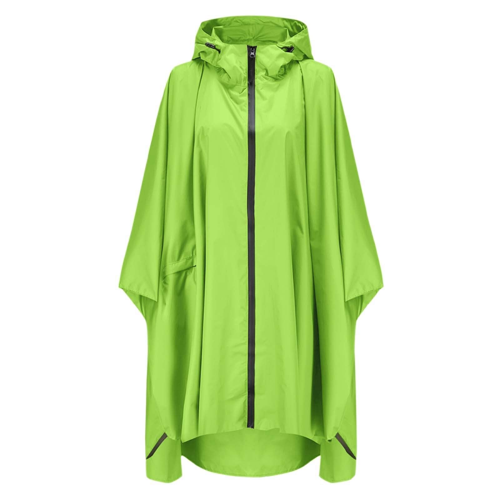 Poncho de lluvia para mujer y hombre, bolsa plegable para bicicleta, poncho de lluvia, senderismo, elegante, impermeable, con capucha, cremallera y cremallera para exteriores, abrigo para
