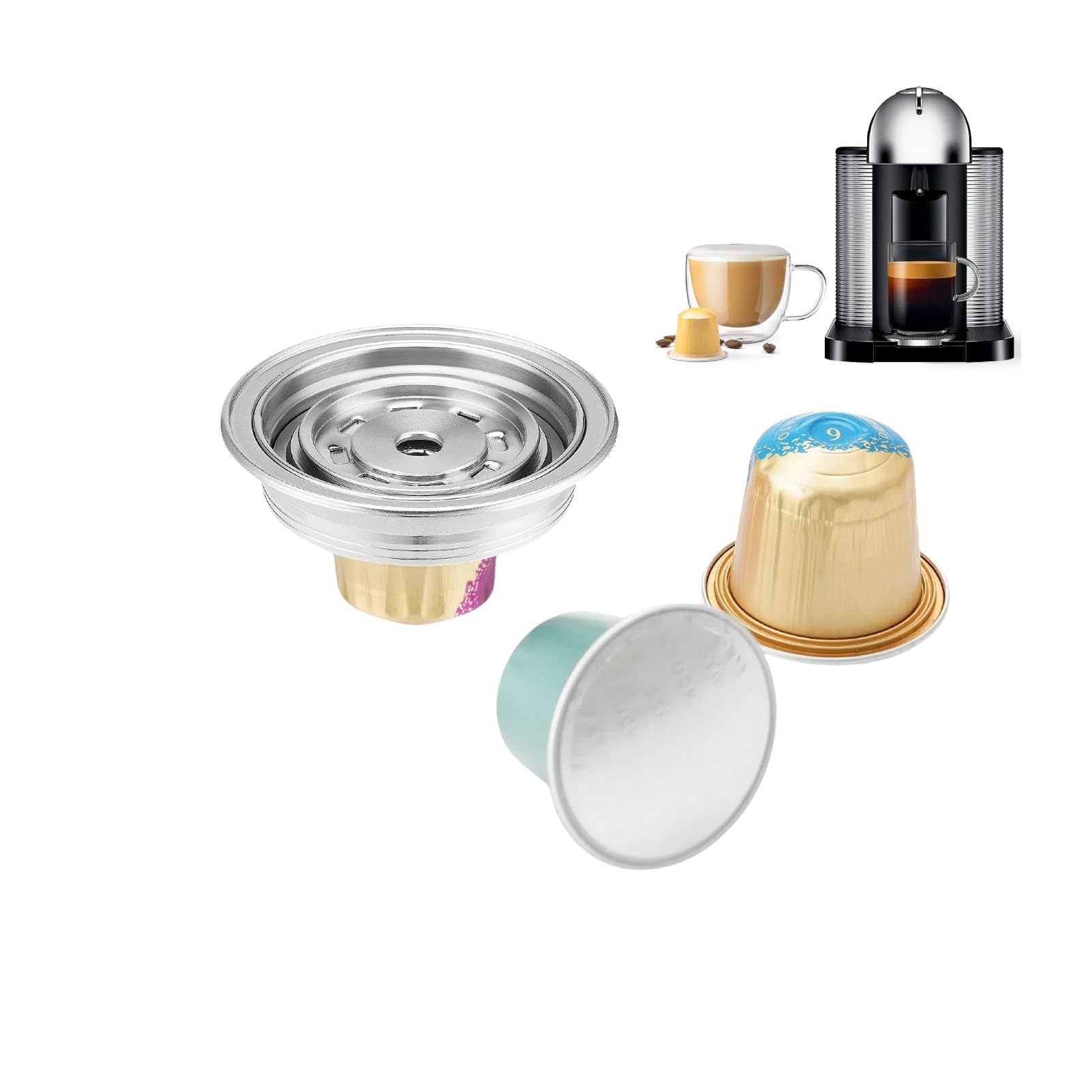 Reusable Vertuoline Converts for NS Pod Vertuo Pop Next Adapter to Coffee Capsule Barista Accessories Reusable Coffee Pods Adapter vertuo pod Converter Capsule Adapter (80ml)