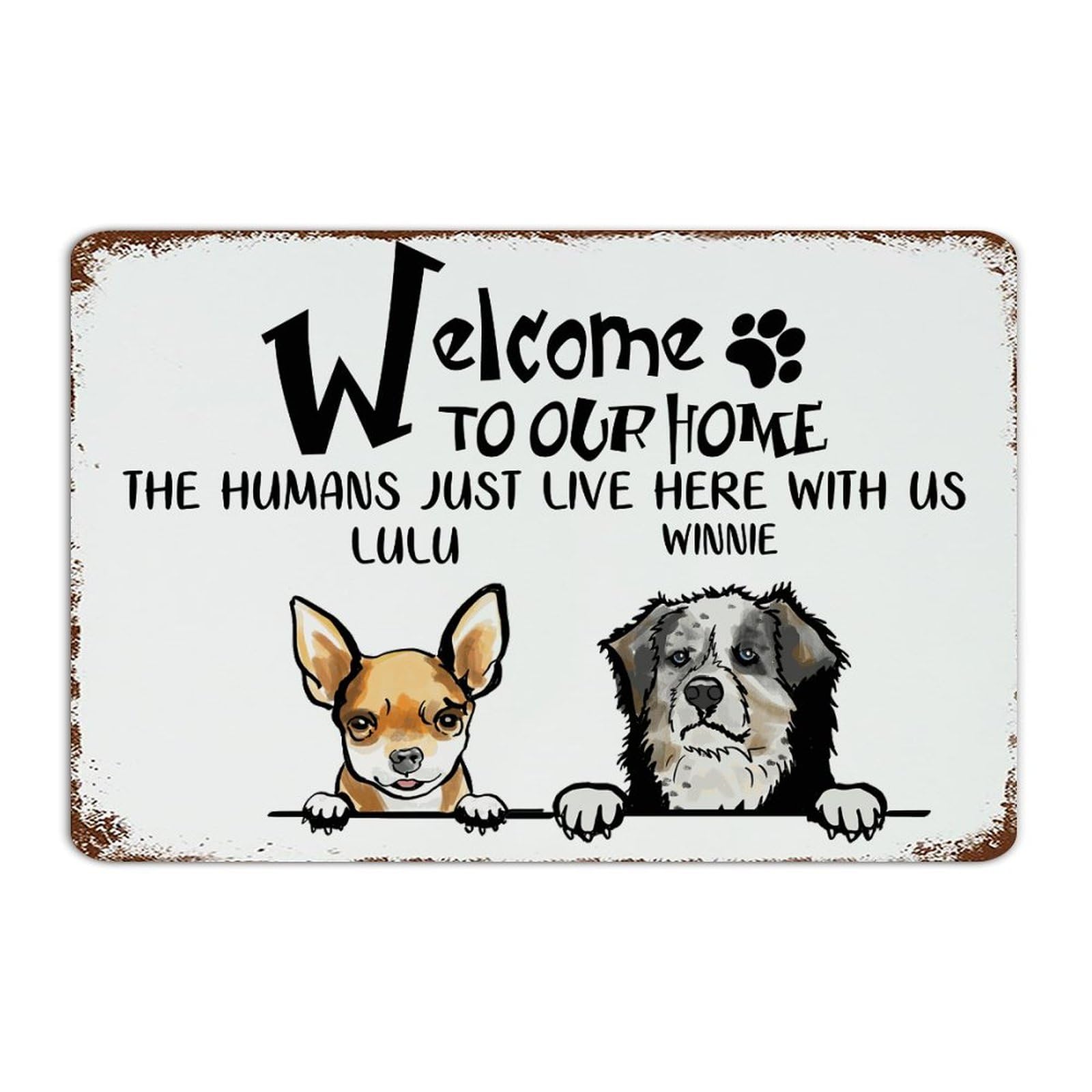 Plaque personnalisable nom de chien chat panneau décoratif métal extérieur signalétique cour