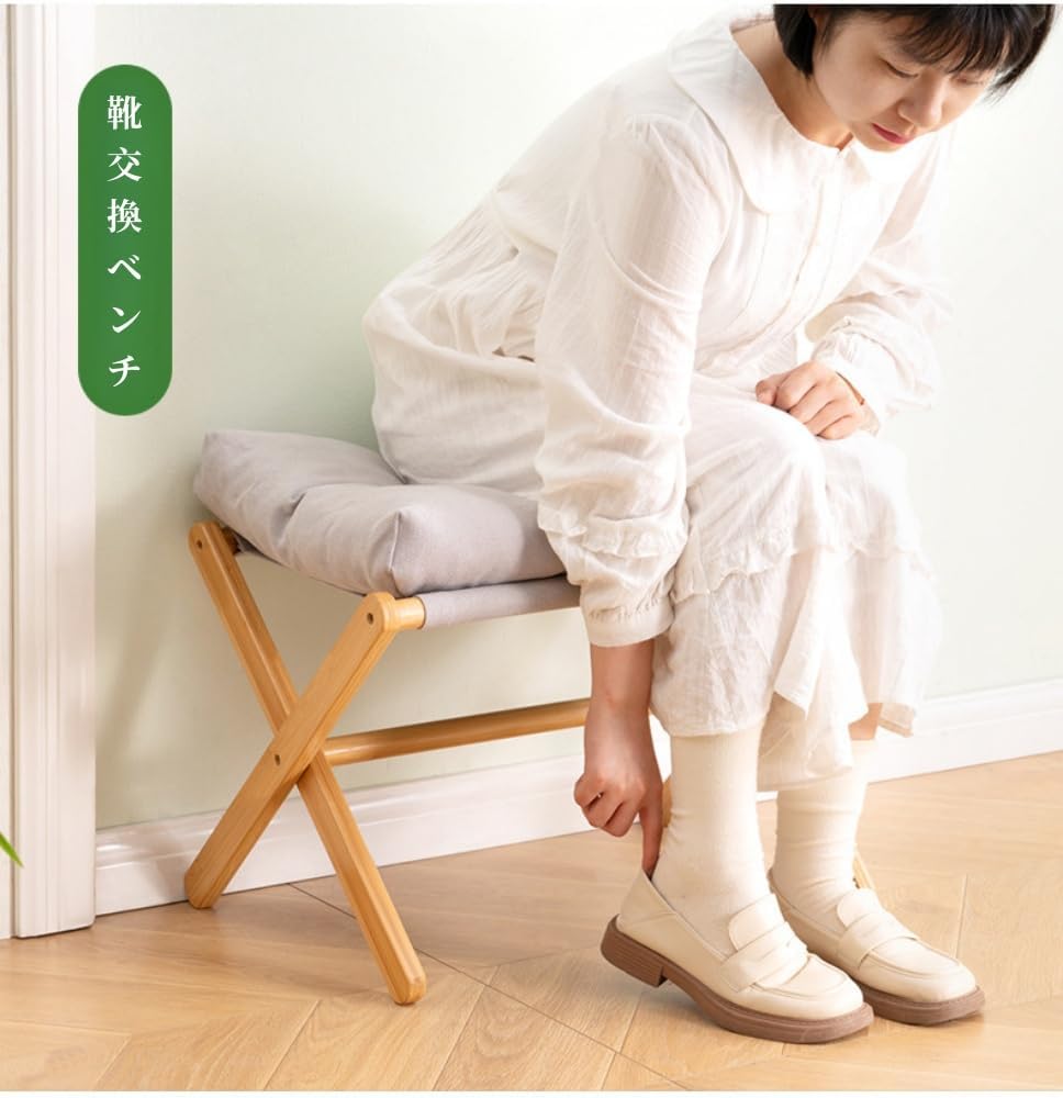 オットマン 折りたたみ リビングルームスツール 座布団は取り外して洗濯可能です 持ち運び可能 省スペース 竹製ソファスツール リビン