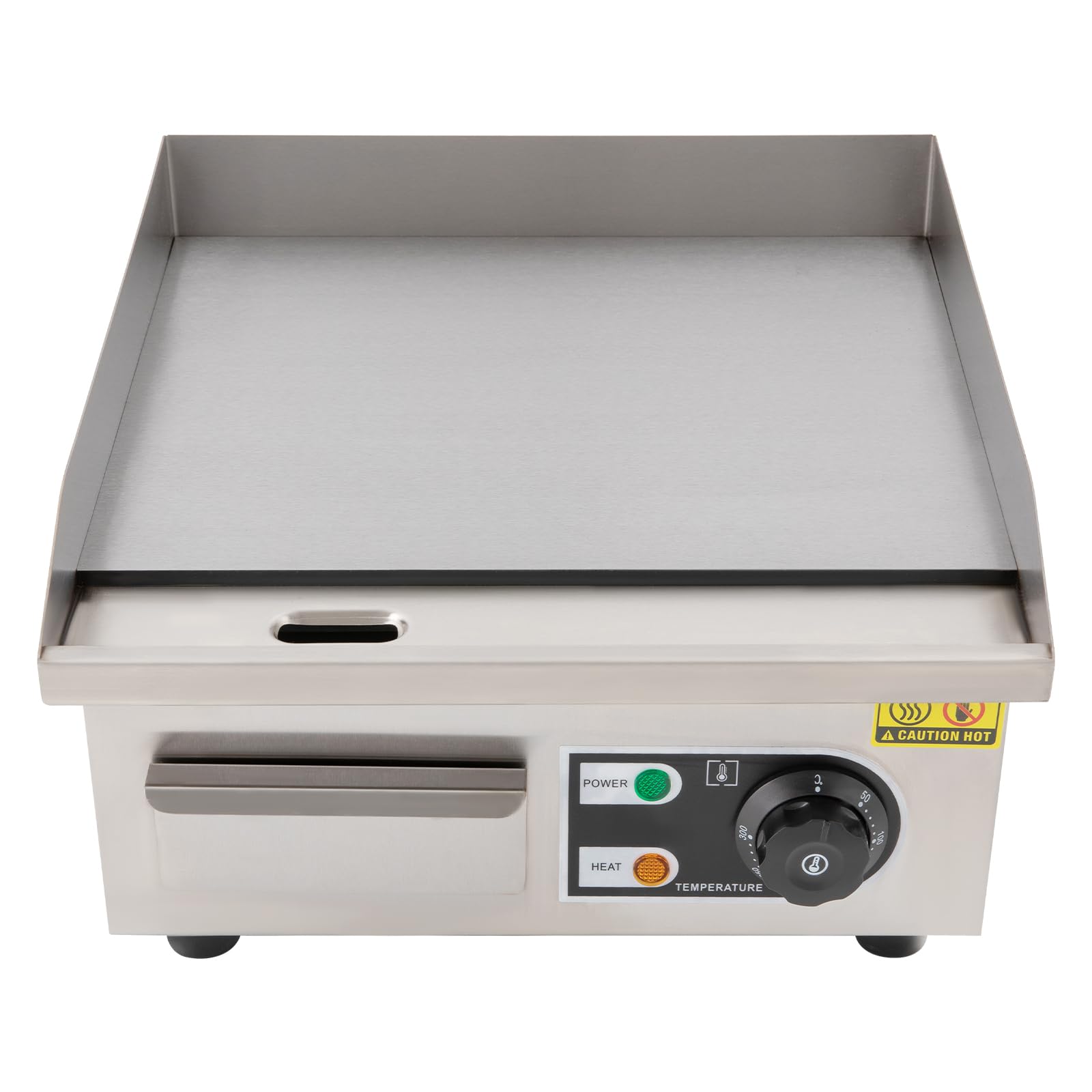 Griglia elettrica commerciale in acciaio inox Grill 14 pollici 2000W piastra elettrica con pala e spazzola olio temperatura regolabile 50-300℃/122°F-572°F per ristoranti, negozi e strade