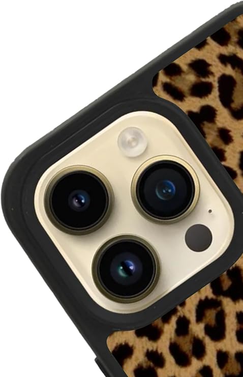 Apple iPhone 15 Pro ile Uyumlu Leopar Desenli Silikon Kılıf, Siyah, Darbelere ve Çiziklere Karşı Koruma