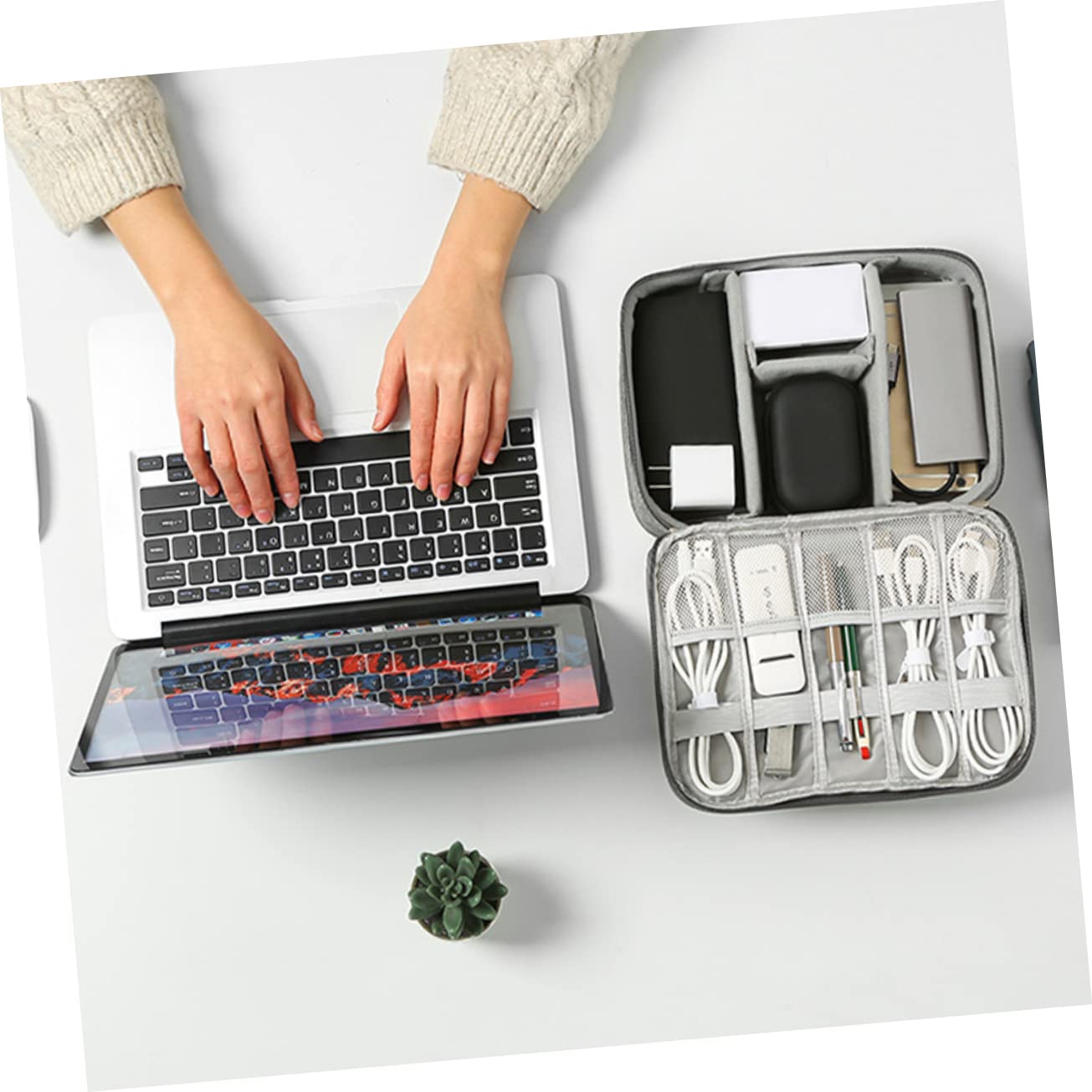 jojofuny 3pezzi Organizer Elettronico Compatto Per Accessori Digitali Borsa Porta Caricabatterie e Cavi Per Viaggi e Uso Quotidiano