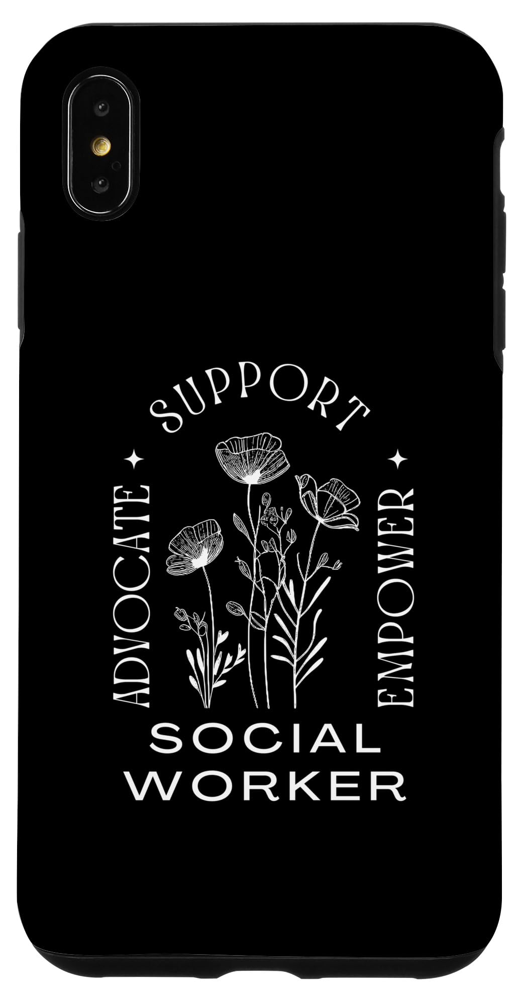 iPhone XS Max Social Worker Flower Minimalist Vintage Women Girls Case
