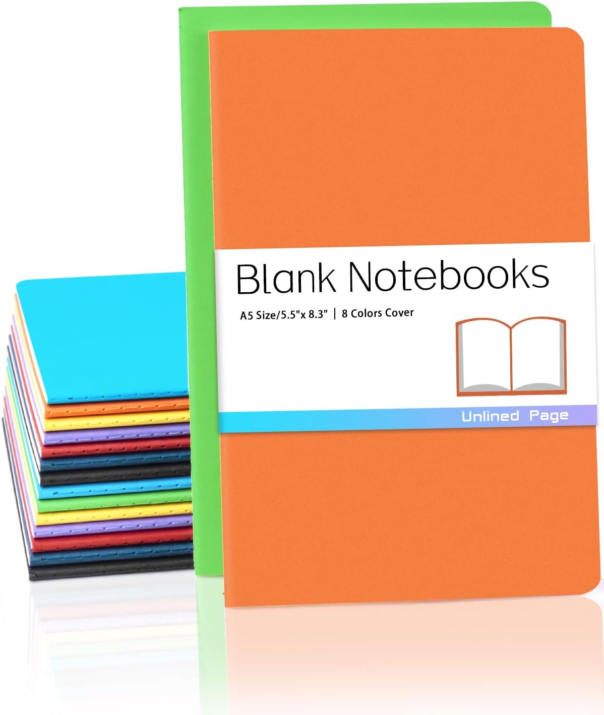 Gwybkq A5 Notebooks Bulk Journals 32 Packs(5.5x8.3), Travel in Bulk Colorful Soft Cover, 30 Sheets/60 Pages Per Book, 16 Pcs Lined Notebooks and16 Pcs Unlined Notebooks, 8 Bright Color Covers