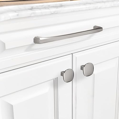 Miniatura 4 de COTYKILEY Paquete de 6 manijas de gabinete de cocina de níquel satinado cepillado de 7 pulgadas (6.969 in), tiradores plateados para puertas de