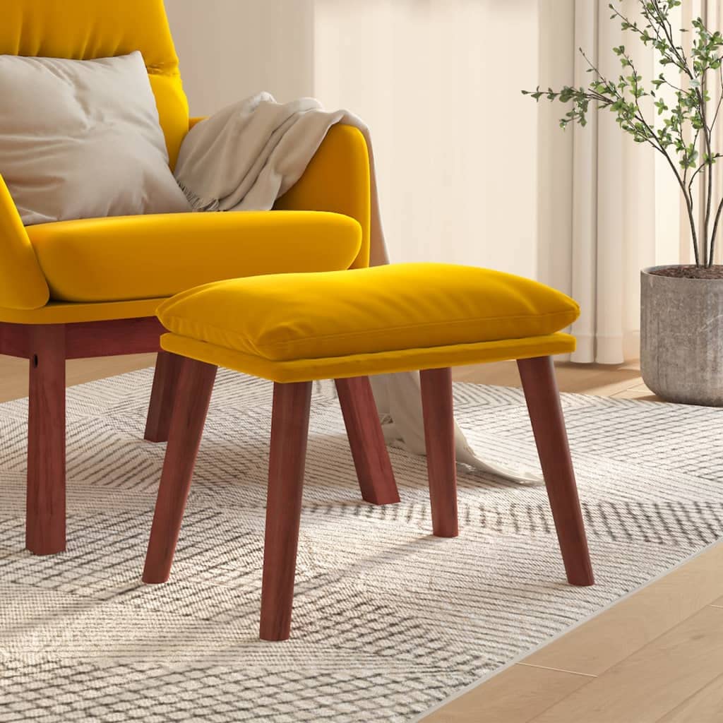 Repose-Pied Jaune Moutarde Soulagement Jambes Lourdes Tabouret Velours Stable Assise