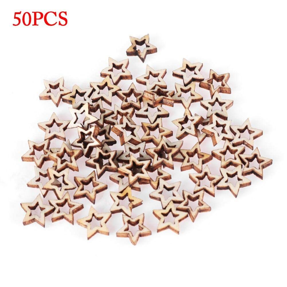 Étoiles en Bois,Bois en forme d'étoile Embellissements,Copeaux Forme Étoile en Bois Creusé,Pour Soirée De Mariage De Noël Artisanat DIY Tableau Scatter Décorations,300 pcs 3 Tailles(1/2/3) cm