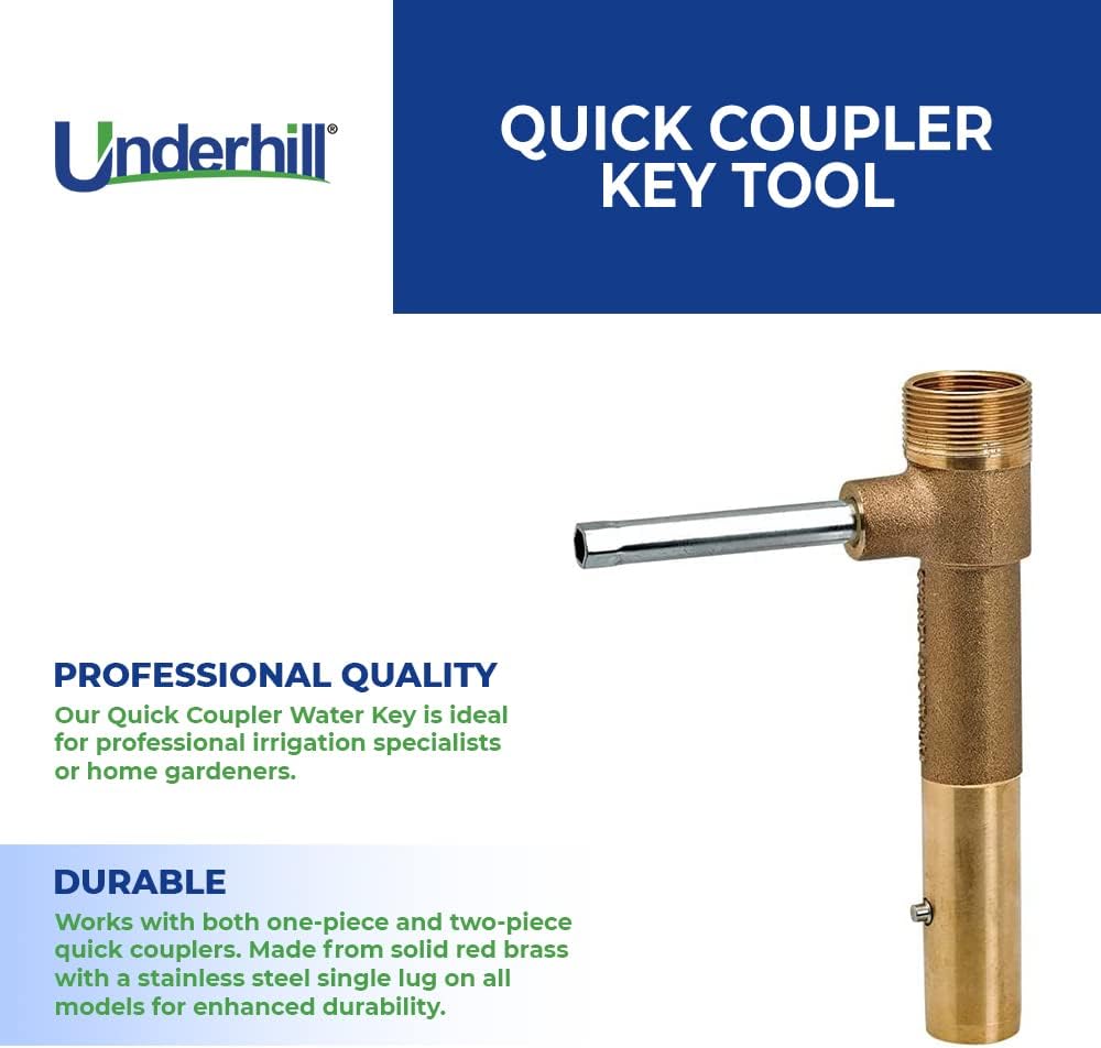 Underhill Quick Coupler Key Tool for Coupler Valve, 1 1/2-Inch MPT x 1 1/4-Inch FPT Outlet, Sprinkler Irrigation System, Solid Brass, QK-150RBTB