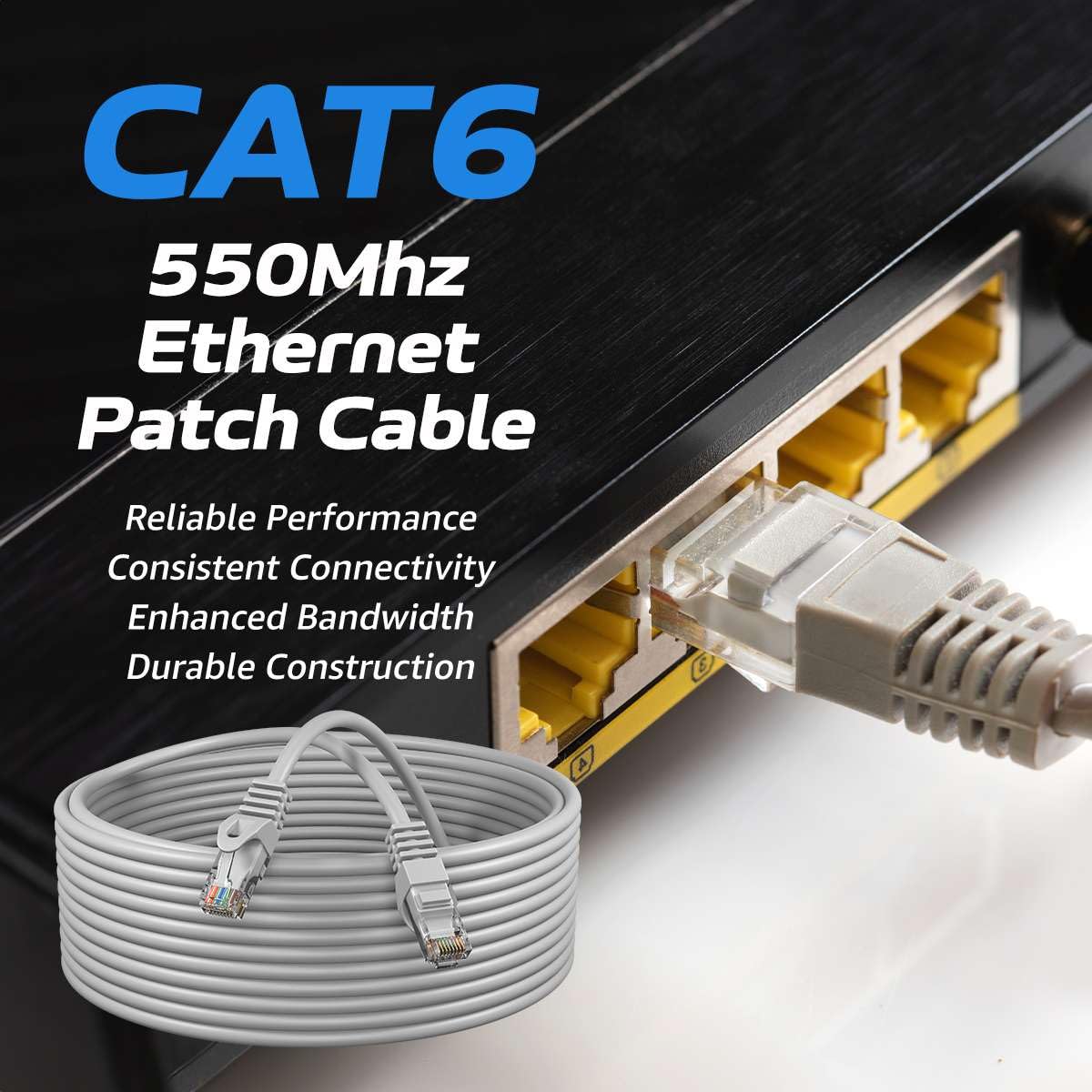 Cable de red Ethernet RJ45 (categoría 6, 30 m, color gris) para XBox / PC / PS4 / router