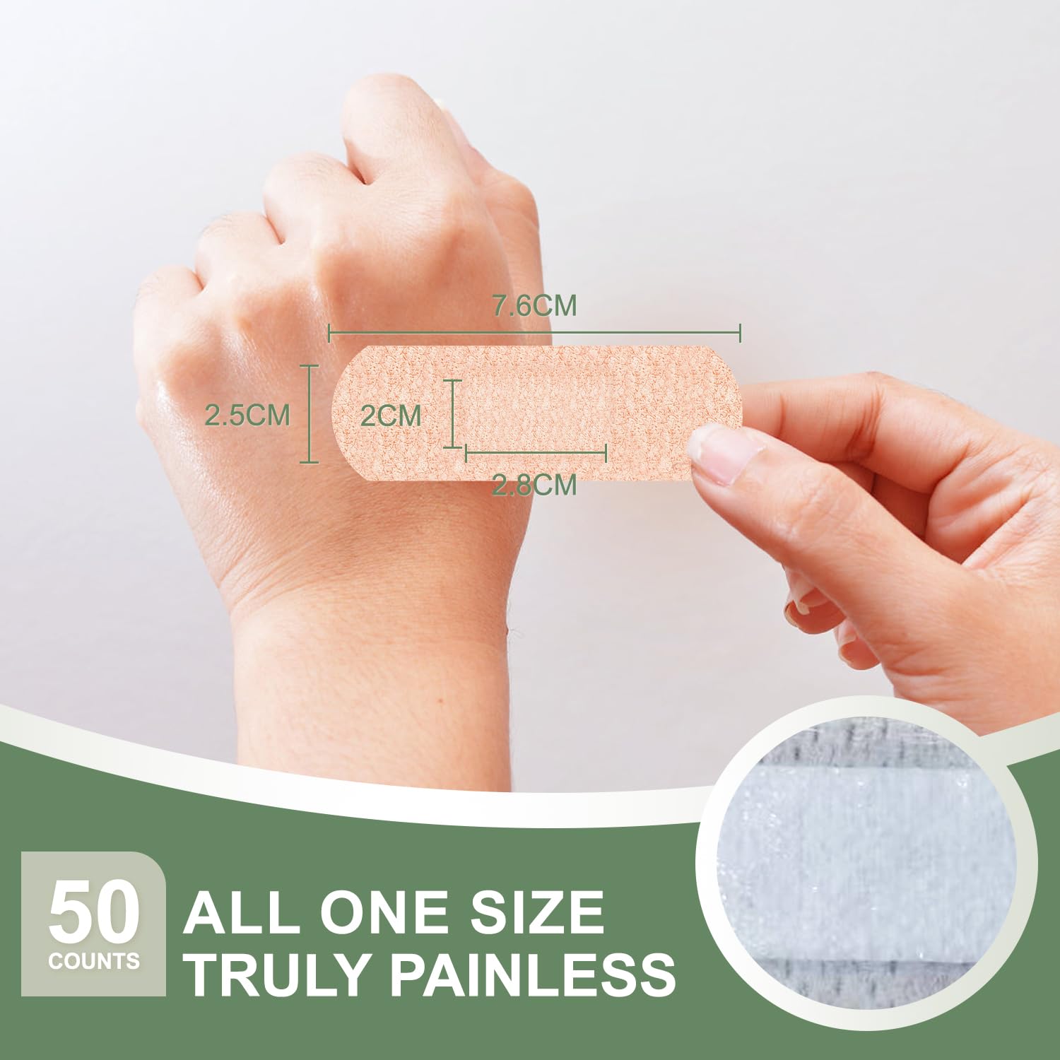 Hysimedy Medicazioni adesive in silicone, piccole dimensioni, per pelli sensibili e fragili, 2,5 x 7,6 cm, 50 pezzi, tessuto flessibile, senza lattice, ipoallergenico, traspirante, per ADHD