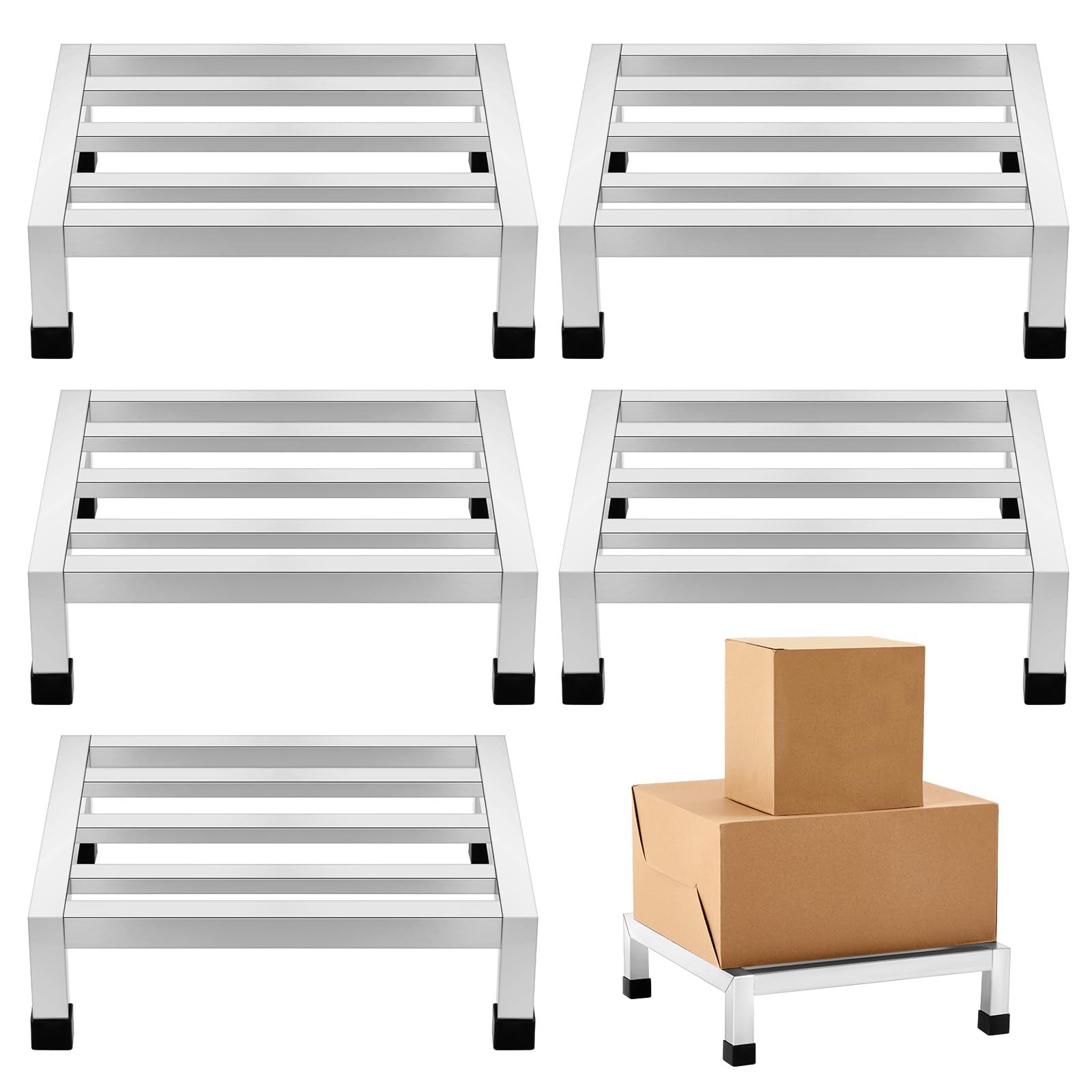 MorningRo 5 Pack Dunnage Rack 13.8" Long x 13.8" Wide, 3.9" Height