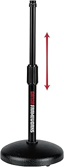 Gator Frameworks Desktop Microphone Stand, Round Weighted Base & Adjustable Height (GFW-MIC-0501)