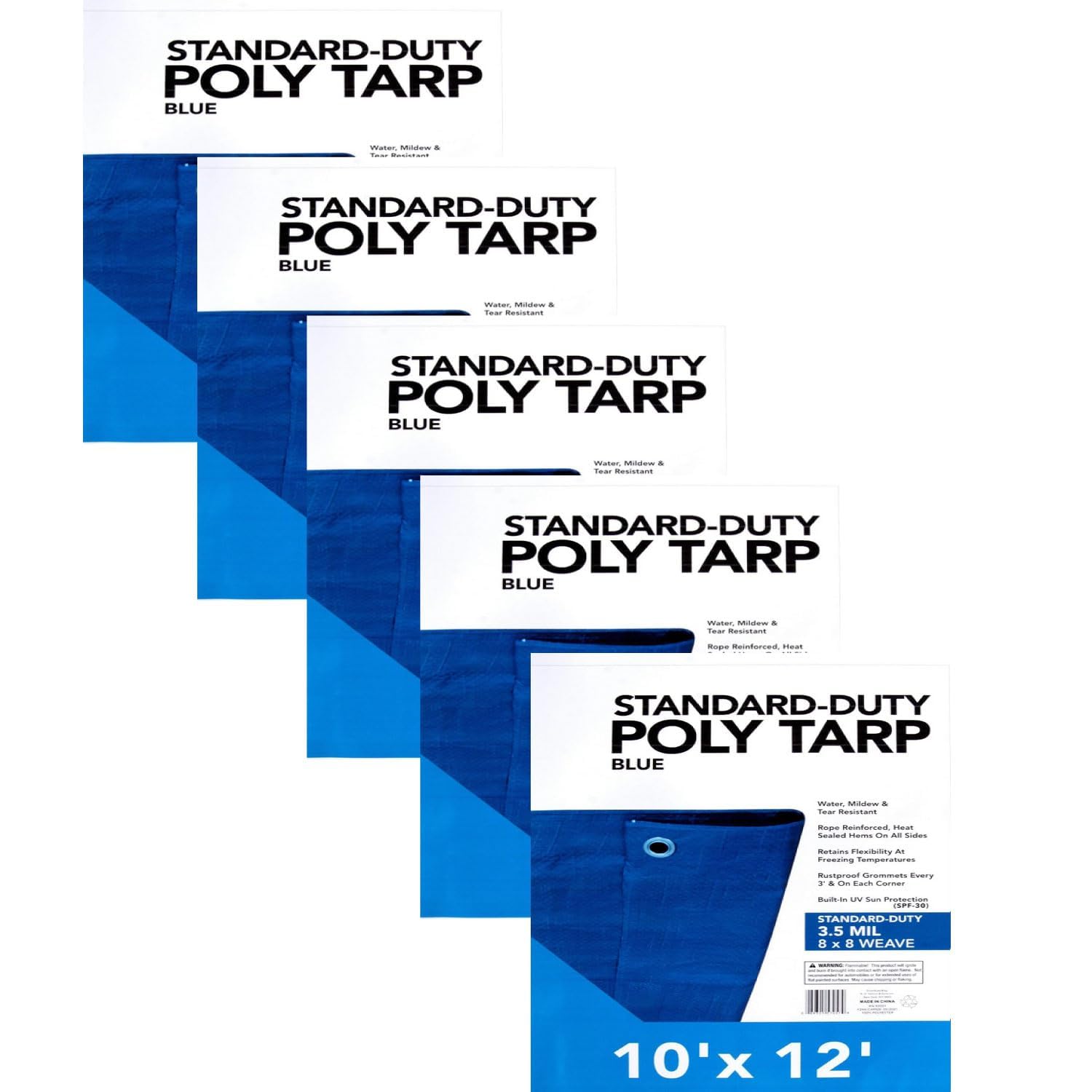 20 Pack Blue Tarps Heavy Duty Waterproof Bulk Tarps for Homeless, Camping Tents, Construction Debris, Roof (10 ft. x 12 ft.)