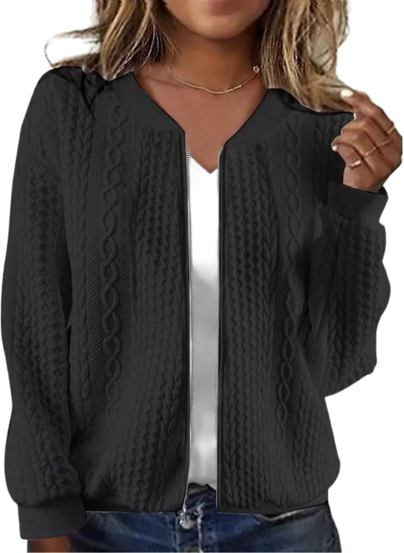Women’s Full Zip Sweatshirt Jacket Stand Collar Hoodless Outerwear Casual Coat with Pockets Women’s Full Zip Sweatshirt Jacket Stand Collar Hoodless Outerwear Casual Coat with Pockets