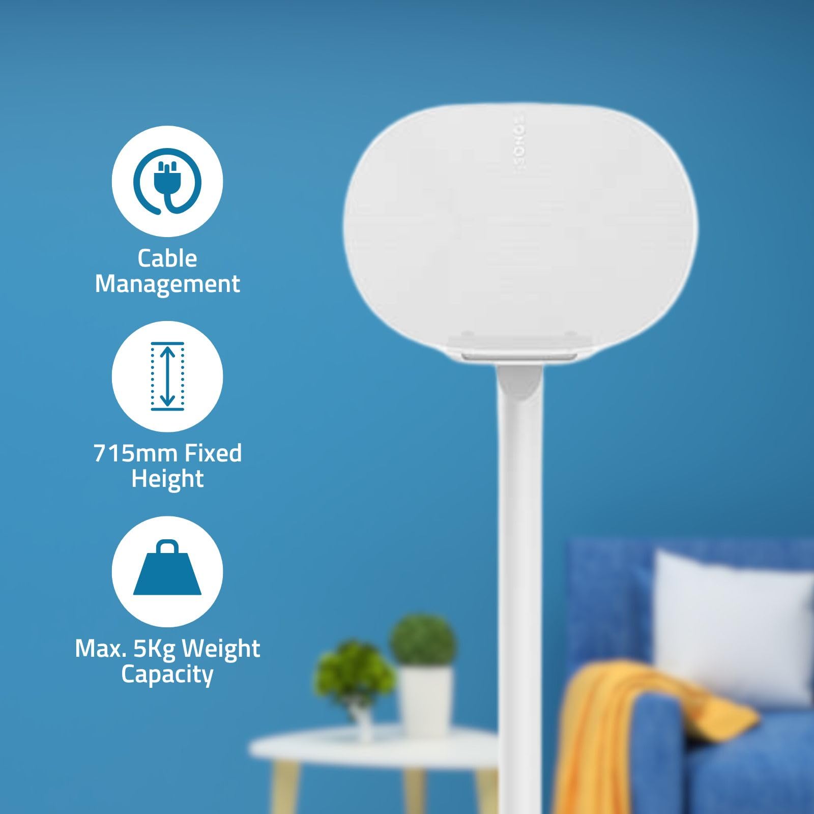 NEDIS Uchwyt głośnikowy – kompatybilny z: Sonos Era300 – stojak – 5 kg – stały – ABS/metal – biały