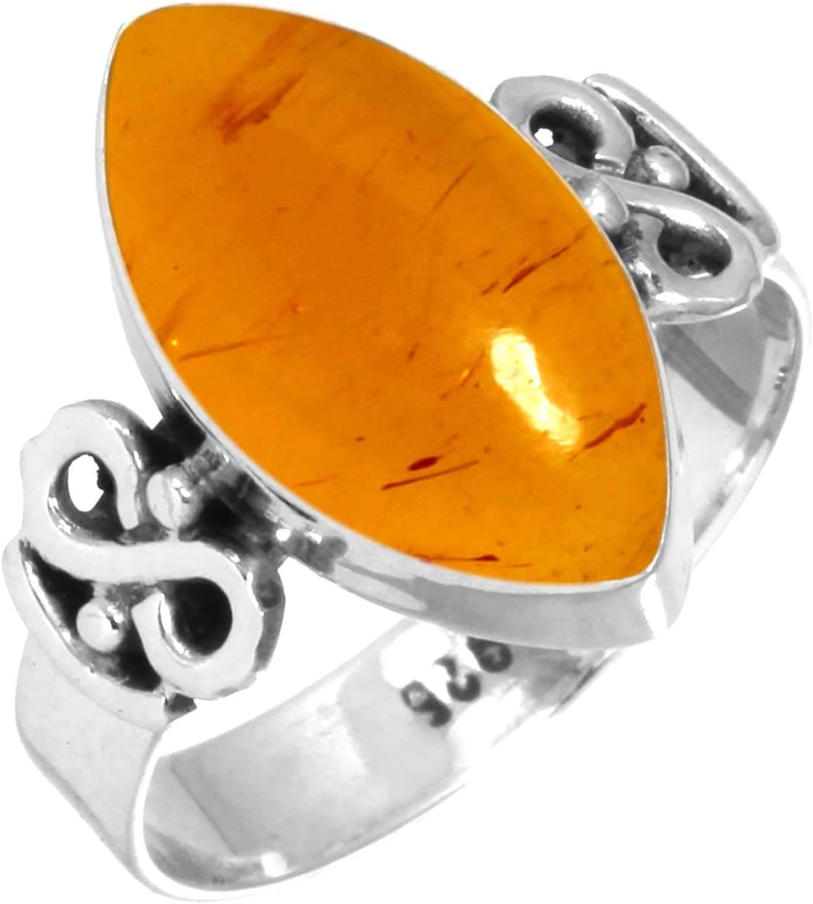 Natural Gemstone Ring For Women Tiger Eye, Lapis, Onyx, Crystal Marquise Boho Genuine 925 Sterling Silver Handmade Jewelry